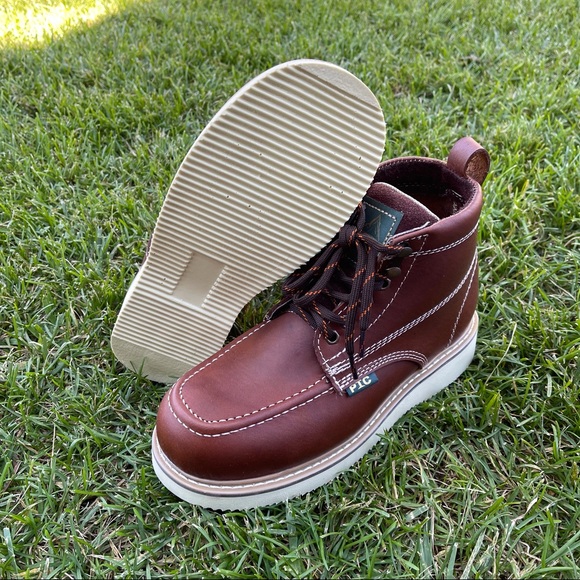 Men’s SEEL TOE Leather Work Boots Shedron lace-up Soft Comfy & lightweight 950 - Picture 1 of 5